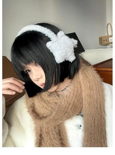 Cute star pattern warm ear cushions, ski ear warmers, warm soft plush ear cushions, outdoor soccer ear protectors thumbnail 2