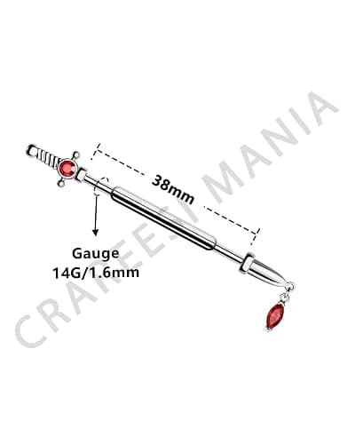 CM Crareesi Mania Industrial Barbells 316L Surgical Steel Industrial Piercing Jewelry 14G Dagger Internally Threaded Industrial Cartilage Helix Earrings Studs thumbnail 3