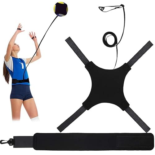 QOOWFEANIG Volleyball Spike Trainer Volleyball Training Equipment Aids Solo Volleyball Trainer Kit Adjustable Volleyball Training Assist Solo Serving Spiking Practice Rebounder for Beginners Pro - Image 1