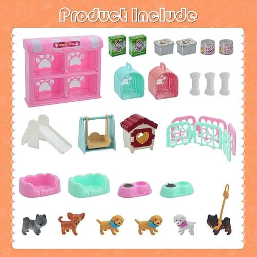 iselyn Pet Pretend Play Toys, 35Pcs Dog Figures Playset Toys for Kids Realistic Detailed Dog Care Center with Accessories Toy Sets Educational Gifts for Kids Toddlers Girls Boys thumbnail 3