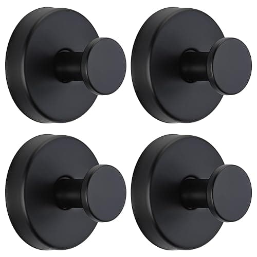 Fenas Suction Cup Hooks for Shower No-Drill Bathroom Hooks for Towels, Robes, Loofah Mountable on Bathroom Walls, Kitchen, Glass, Mirrors, Tile and Smooth,Non-Porous Surfaces (4, Matte Black) - Image 1
