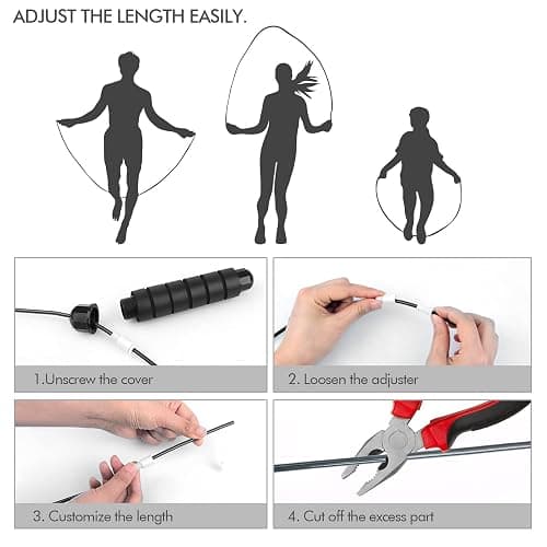 Jump Rope, Tangle-Free Rapid Speed Jumping Rope Cable with Ball Bearings for Women, Men, and Kids, Adjustable Steel Jump Rope with Foam Handles for Home Gym Exercise Fitness Workout Equipment & Slim Body thumbnail 4