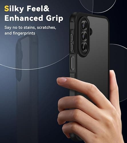 ivoler 3 in 1 Case for Samsung Galaxy A18 / A17 with 2 Pieces Tempered Glass,[Military Protection] Translucent Anti-Shock Protective Cover-Black thumbnail 5