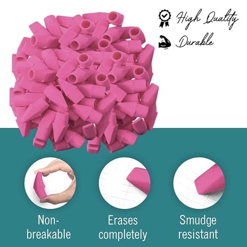 Pencil Top Erasers, 144 Count Pink Cap Erasers, Pink Eraser Tops, Pencil Toppers, Pencils Cap Eraser thumbnail 6