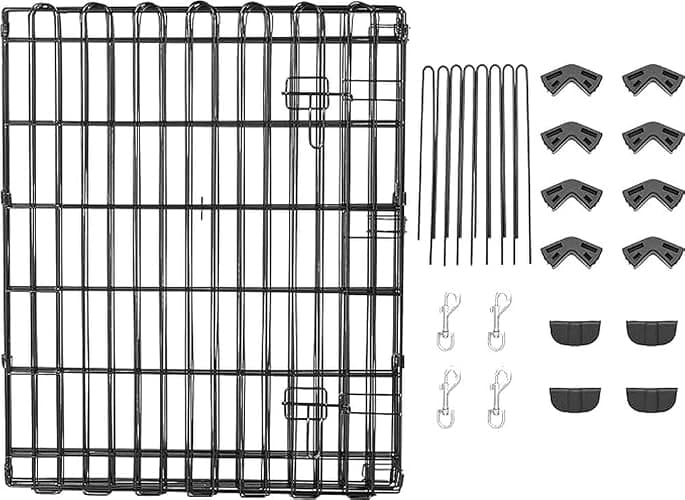 Amazon Basics Foldable Octagonal Metal Exercise Dog Playpen - Indoor/Outdoor, Single Door, Small (8 Panels, 24 x 30), Easy to assemble and store, 30" - Small, , Black - Single Door - 30"H thumbnail 2