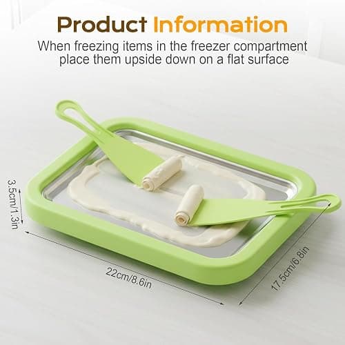 Instant Ice Cream Maker, At-Home Rolled Ice Cream Maker Kit, Instant Freeze Plate with 2 Scrapers, Ice Stir Frying Machine, DIY Homemade Ice Cream Tray,Easy Homemade Desserts (Green) thumbnail 3