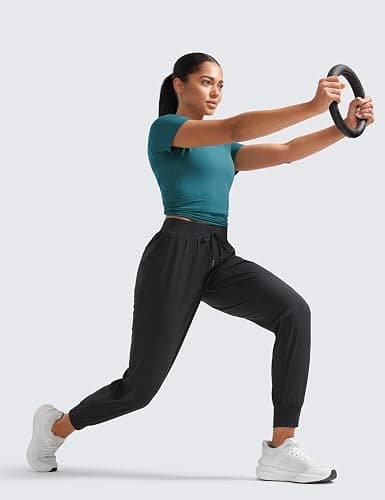 CRZ YOGA Women's Lightweight Workout Joggers 27.5" - Travel Casual Outdoor Running Athletic Track Hiking Pants with Pockets thumbnail 4