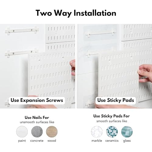 Keepo Pegboard Combination Kit, Pegboards and Accessories Modular Hanging for Wall Organizer, Crafts Organization, Ornaments Display, Nursery Storage, Peg Board (White, 22″×11″) thumbnail 5