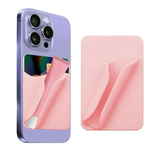loooghom Phone Case Lip Gloss Holder,Silicone Lip Holder with Card Holder,Self-Adhesive Lip Holder Suitable for iPhone and Android(Pale Pink) - Image 1