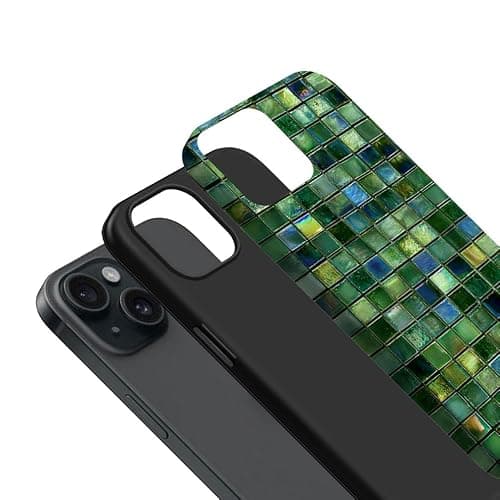Yuzbira for iPhone 15 Case | Green Mosaic Tiles | Slim Drop Protection Design thumbnail 2