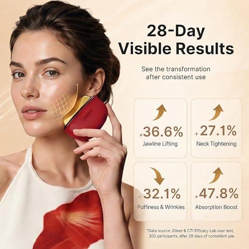 ZDEER GS5 Brass Heated Electric Gua Sha Facial Sculpting Tool with Vibration, Women's Facial Massager, LED Red Light Therapy for Neck & Face, Skin Firming Device, Premium Birthday Gift for Women, Red | Brass Heated Electric Gua Sha Facial Sculpting Tool with Vibration thumbnail 3