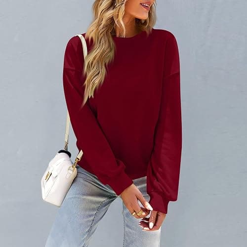 Jybuyye Sweatshirt for Women Casual Crew Neck Oversized Sweatshirt Long Sleeve Preppy Sweatshirts Fall Pullover Sweaters thumbnail 4