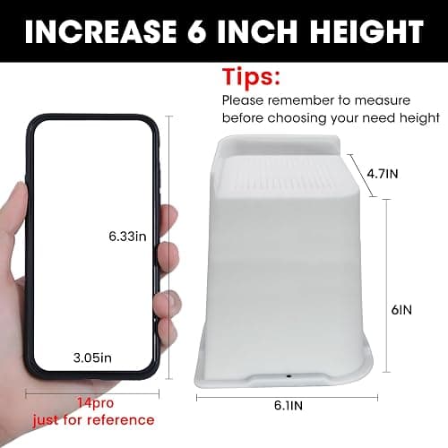 MYMULIKE Bed Risers 4 inch,6 inch, 8 inch, Oversized Furniture Risers, Support Up to 6000 Lbs, Lift 6 inch for Couch, Sofa, Table,Chair (White 4 Pack, 6 inch) thumbnail 2