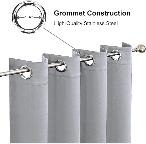 Hachette Thermal Blackout Curtains Eyelet Ring Top Including Pair of Tiebacks (Silver Grey, 46" x 54") thumbnail 5