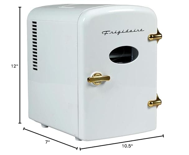 Frigidaire Retro Mini Personal Fridge Cooler, Holds up to 9 Cans, Portable for Car, Office, Bedroom, Dorm Room, or Cabin, Includes 110V AC and 12V DC cords - White Gold (Special Edition Color) thumbnail 2