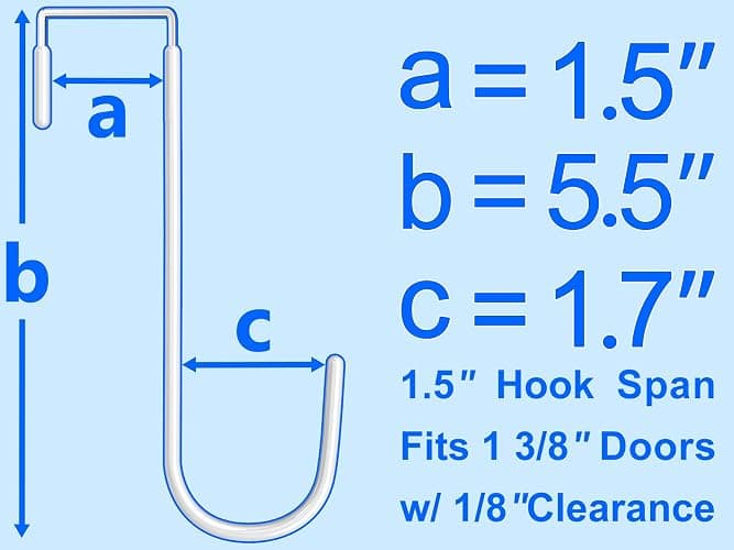 Mars-Rock Single Over Door Steel Hooks 4 Pack Fit 1-3/8" Door 5.5" White | Plastic Coated Rubber Feel Towel Rack Robe Coat Shoe Wreath Hanger No Damage No Scratch for Bathroom Heavy Duty Thin Top thumbnail 3