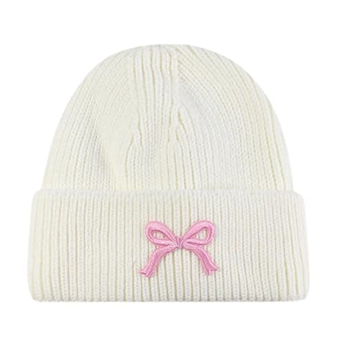 Licupiee Women Bow Beanie Hat Winter Warm Knit Hats 2024 Cute Embroidery Bowknot Caps Streetwear - Image 1
