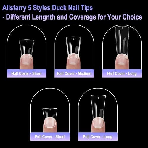 Allstarry Duck Nail Tips, 288pcs Short Curved Nail Tips Full Cover 12 Sizes Clear Duck Nails Press on Crystal Ducks Feet False Nails Extension French Soft Gel Fan Tips for Y2K Salon DIY - 22MM thumbnail 8