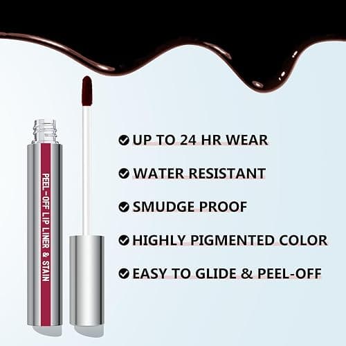 Cilrofelr Peel Off Lip Liner Stain, Long Wear Tattoo Lip Liner with Tweezer, Peel Off Lip Stain with Matte Finish, Long Lasting, Waterproof, Transfer-proof, Highly Pigmented Color (Mauve) thumbnail 3