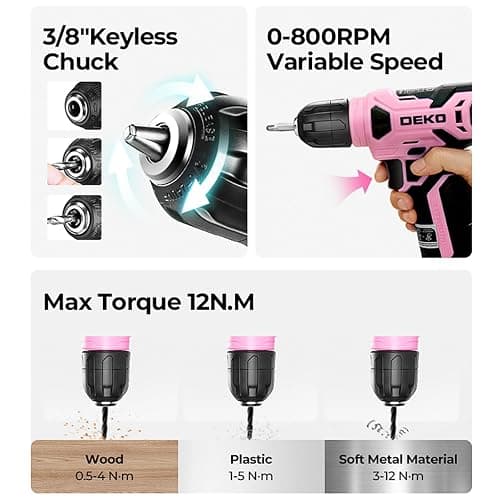Werkzeugkoffer Akkuschrauber Werkzeugkasten Werkzeug Koffer Werkzeugset：DEKO Werkzeugkiste Bestückt 126-tlg. professionelle Werkzeugkiste für Heimwerker, für Büros und Garten, Rosa thumbnail 6