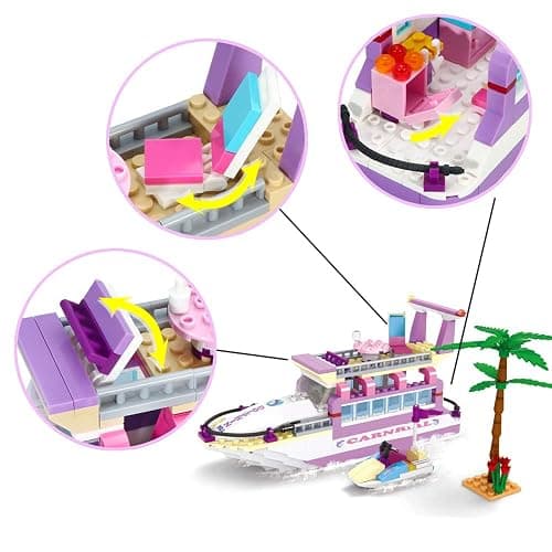 BRICK STORY Dream Girls Cruise Ship Building Block Toys 318 Pieces Friends Yacht Building Sets City Boat Ship Model Building Kit Christmas Birthday Gift for Kids Boys and Girls Age 6-12 7-9 thumbnail 4