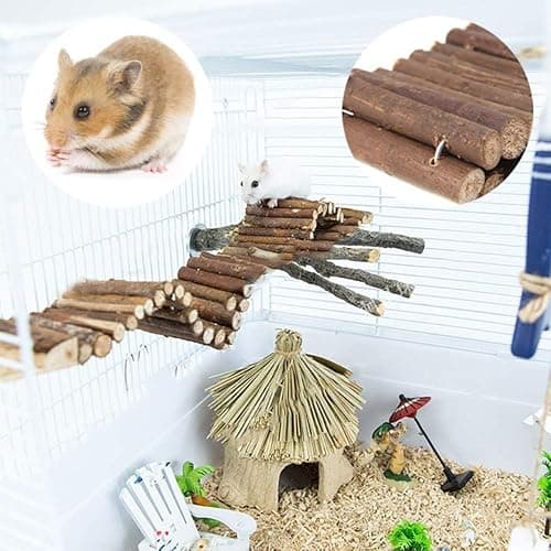 PINVNBY 2 PCS Hamster Toys, Wooden Hamster Ladder Bridge Tunnel Hide, Guinea Pigs Cage Accessories Natural Hideout for Small Animals Chinchillas Guinea Pigs Mouse Rat Ferret Rodents thumbnail 6
