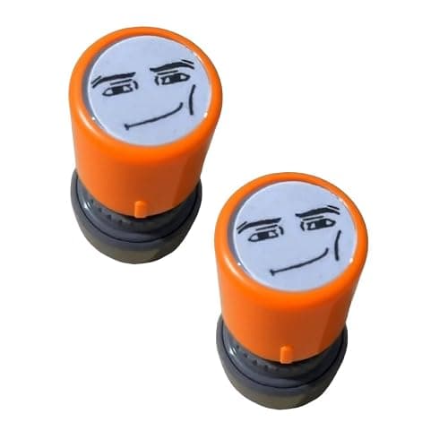 Smile Pattern Mood Stamp, Characters Funny Expressions Photosensitive Seal Peripheral, Uniquely Expressive Expression Teacher Award Stamps, Cute Funny Face Stamp for Journal Scrapbook (2Pcs_Orange) - Image 1