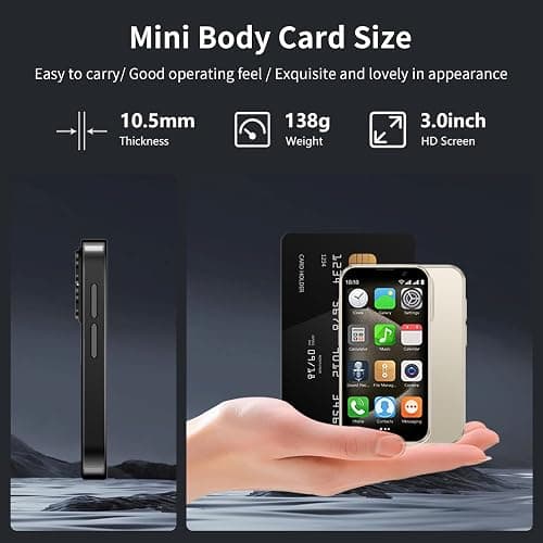 Mini 3G smartphone unlock, 3-inch high-definition touch screen dual SIM card dual standby mini phone, portable backup compact phone, suitable for students and children as gifts (black, 2GB+16GB) thumbnail 2