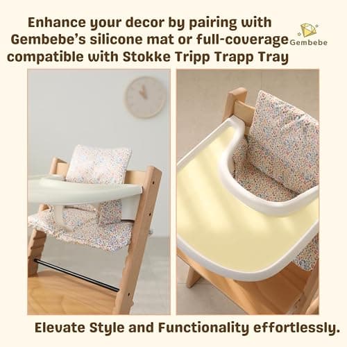 Gembebe Waterproof Cotton Cushion Set, Stokke Tripp Trapp Compatible, 100% Cotton, Flower Garden, 12.0x16.5 inches, 49.5 Counts thumbnail 6