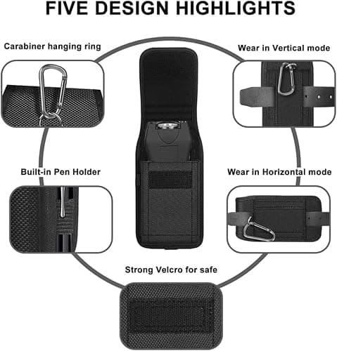 Sewzig Nylon Stun Gun Holster Belt Storage Pouch - Lightweight Protective Case Cover, Black thumbnail 4