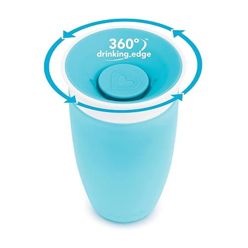 Munchkin Sippy Cups for Toddlers 1-3, Spill Proof Miracle 360 Cup, 10 Ounce, 2 Pack, Green/Blue thumbnail 5