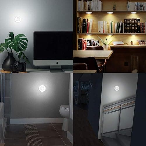 Tap Light 6 Pack Portable LED Puck Touch Night Lights - Battery Operated Under Cabinet Lighting for Kitchen, Closet, Classroom, Indoor & Outdoor thumbnail 8