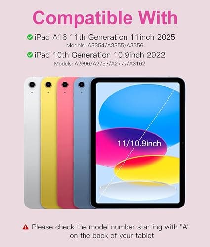 Hamile for iPad 11th 10th Generation Case with Keyboard - 7 Colors Backlit Wireless Detachable Folio Keyboard Cover with Pencil Holder for iPad 11-inch A16 2025 10th Gen 10.9 Inch 2022 (Hot Pink) thumbnail 2
