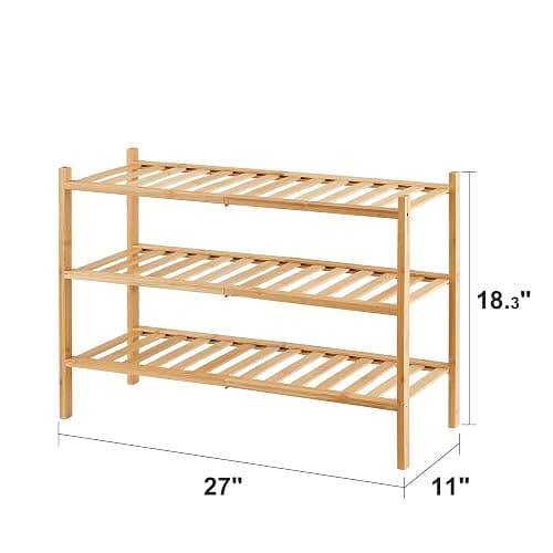 viewcare 3-Tier Free Standing Shoe Racks, Bamboo Wood Shoe Rack for Entryway & Closet, Beautiful | Natural | Functional | Sturdy Shoe Rack thumbnail 3