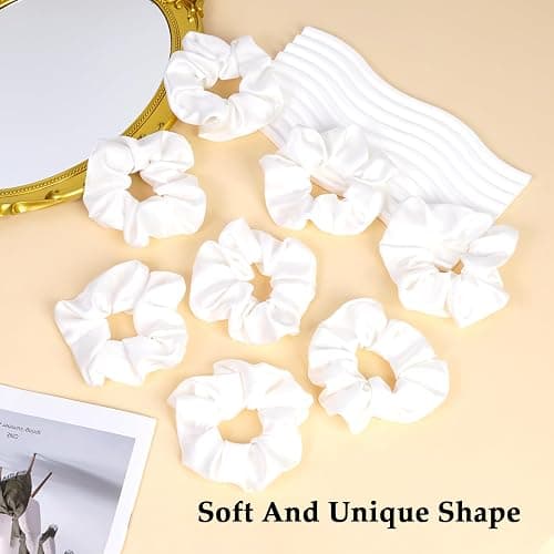 Satin Scrunchies for Women – 8PCS White Silk Hair Ties – No Crease, Frizz-Free, Gentle Elastic Hair Bands for Thick & Thin Hair, Soft & Stylish Hair Accessories Gifts thumbnail 6