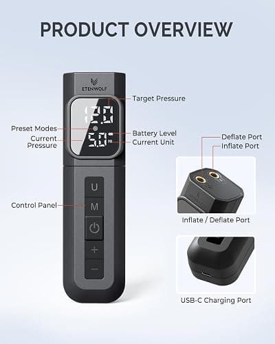 ETENWOLF P200 Electric Ball Pump 2000mAh Sports Air Pump with Digital Pressure Gauge for Basketball Soccer Volleyball thumbnail 4