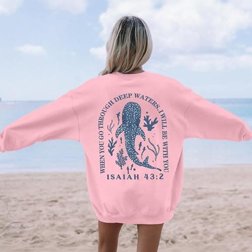 Sulayesh Christian Whale Shark Sweatshirts for Women Jesus God Bible Verse Hoodie Religious Faith Graphic Long Sleeve Shirts thumbnail 4