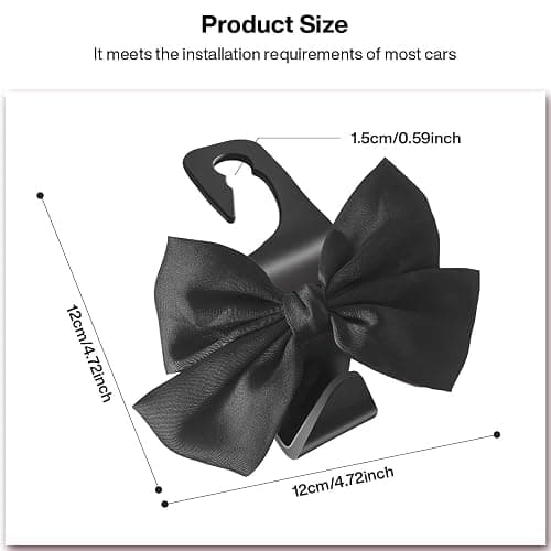 Bhytooo 2-Pack Car Seat Headrest Hooks, Handbag Hangers, Black silk | Storage organizer for handbags, clothes, coats and grocery bags; practical interior accessory for most cars and SUVs thumbnail 2