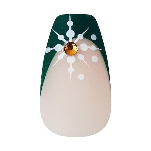 KISS imPRESS Holiday Press On Nails, ‘The Gift’, Green, Medium Coffin, Improved Super Hold Adhesive, 30 Fake Nails, Prep Pad, Mini Nail File, & Manicure Stick thumbnail 9