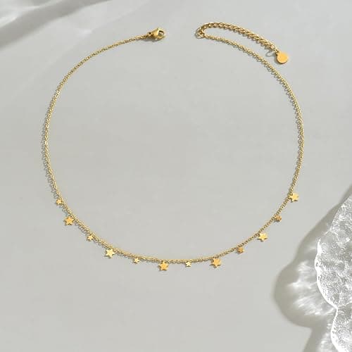 Havopso Gold Chain Necklace for Women 18K Gold Plated Dainty Star Cross Heart Cuabn Choker Chains Stainless Steel Trendy Jewelry Christmas Gifts thumbnail 6