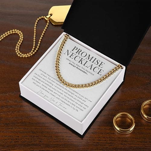 VIRAGIL Promise Cuban Chain Necklace for Him, 7mm Thick, Sentimental Gift for Husband, BF Gifts for Birthday, Gift Ideas for Boyfriend, Valnetine Gifts for Him thumbnail 3