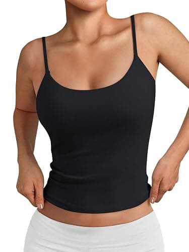 Trendy Queen Womens Double Lined Adjustable Spaghetti Strap Tank Tops | Summer Camisole Athletic Workout Gym Going Out Cute Basic Crop Top for juniors - Image 1