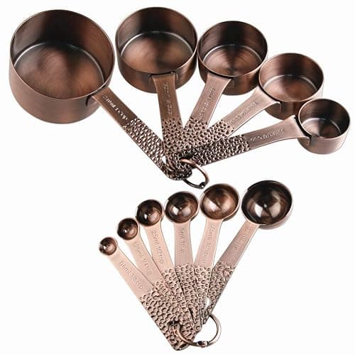 Smithcraft Copper Measuring Cups and Spoons Set, Metric & US Stainless Steel 5 Measuring Cups and 6 Measuring Spoons for Baking & Kitchen - Image 1