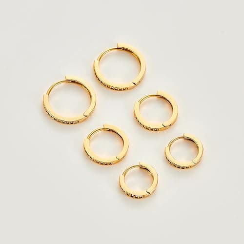 3 Pairs 14K Gold Plated Huggie Hoop Earrings for Women, Minimalist Gold Huggie Hoop Earrings, Simple 3 sizes Hoop Earrings for Women Men gift,gold silver rose gold and black thumbnail 2