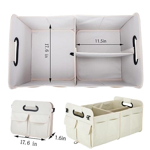 titiyiof Trunk Organizer For Suv & Sedan,Car Organizers and Storage, Waterproof Collapsible & Adjustable Straps,75L Sturdy Car Organization for Car Accessories, Tools,Sundries,2-3 Compartment（Beige） thumbnail 3