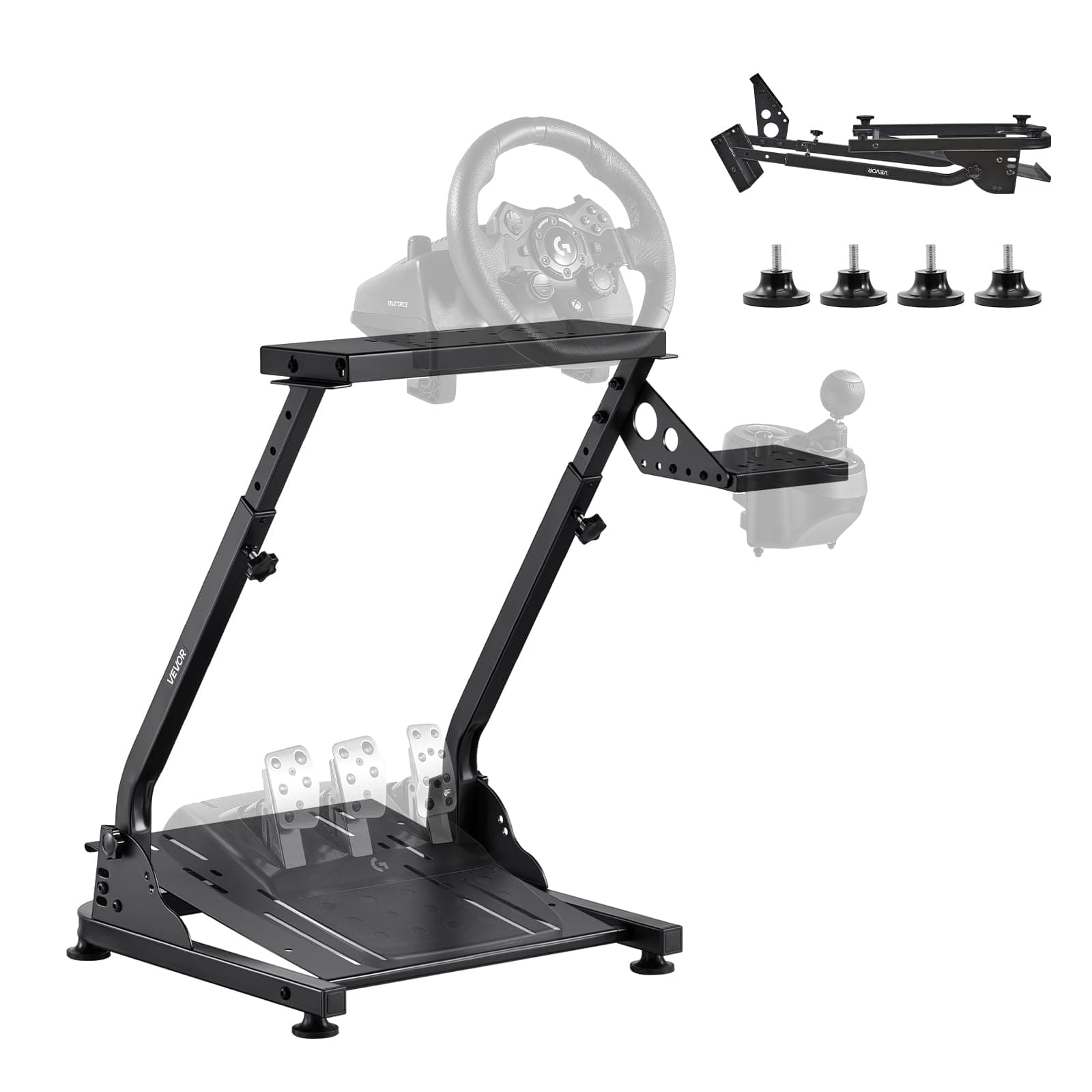 VEVOR Racing Wheel Stand, Adjustable & Foldable Simulator Stand for Logitech G29 G27 G920 G923, Thrustmaster T300RS T300GT T248 TS-PC TSXW Gaming Cockpit,Pedals Simulator NOT Included thumbnail 9