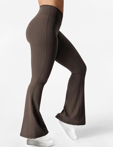 YEOREO Kalie Flare Scrunch Leggings for Women V Cross Waist Bell Bottom Yoga Pants Tummy Control Bootcut Workout Leggings thumbnail 7