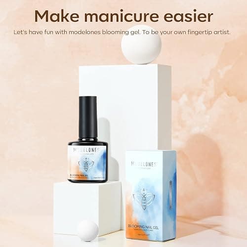 Modelones Blooming Gel Nail Polish, 15ml Clear Marble Nail Design Kit UV LED Soak Off Nail Art Accessories for Spreading Effects, Marble, Floral Print, Watercolor Design thumbnail 3