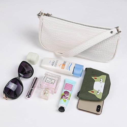 Aucuu Leather Shoulder Bag for Women, Mini Handbag with Crocodile Pattern Retro Soft PU Leather Small Crossbody Bag Classic for Women 90s Mini Bags with Chain thumbnail 6