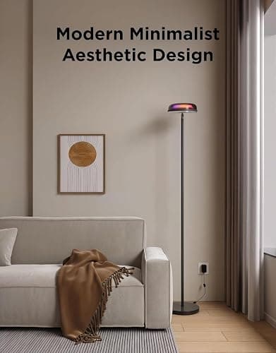 Govee Uplighter Floor Lamp for Living Room, RGBIC Ripple Projector, Floor Lamp for Bedroom, Compatible with SmartThings, Alexa, and Matter, LED Modern Corner Floor Light, Warm Cool White Standing Lamp thumbnail 4